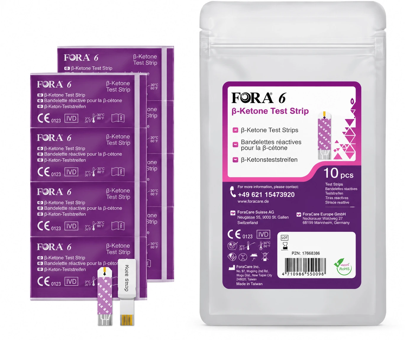 FORA β-Keton Test Strips, 10-pack – for measuring ketones in the blood