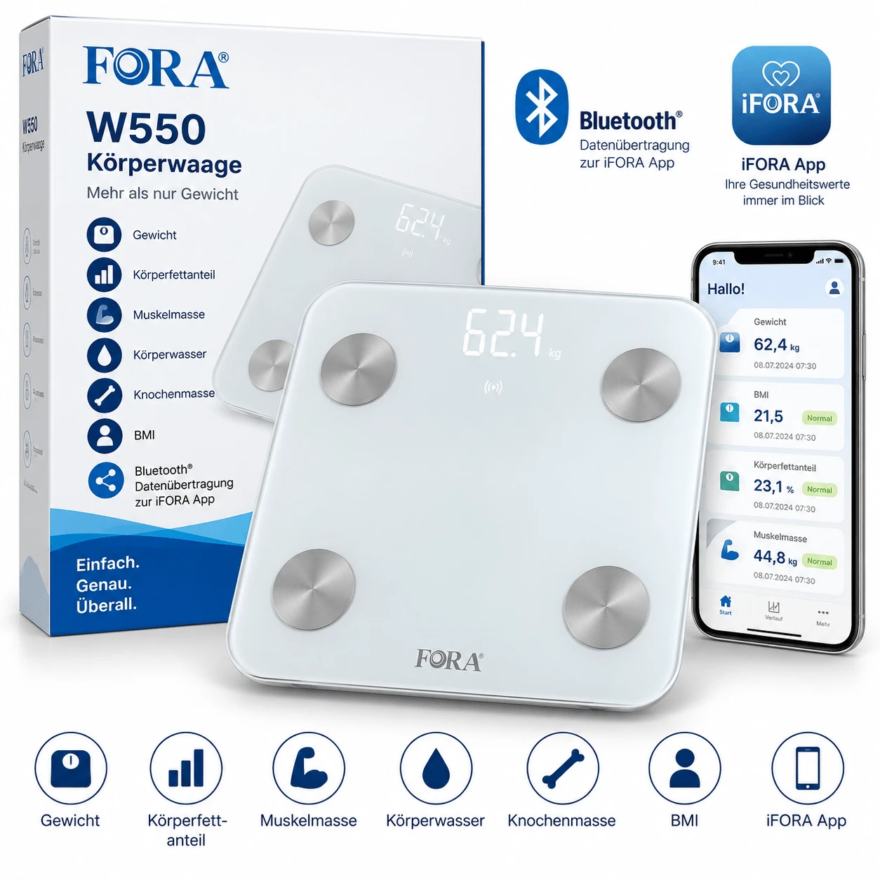 FORA W550 Bluetooth Scale