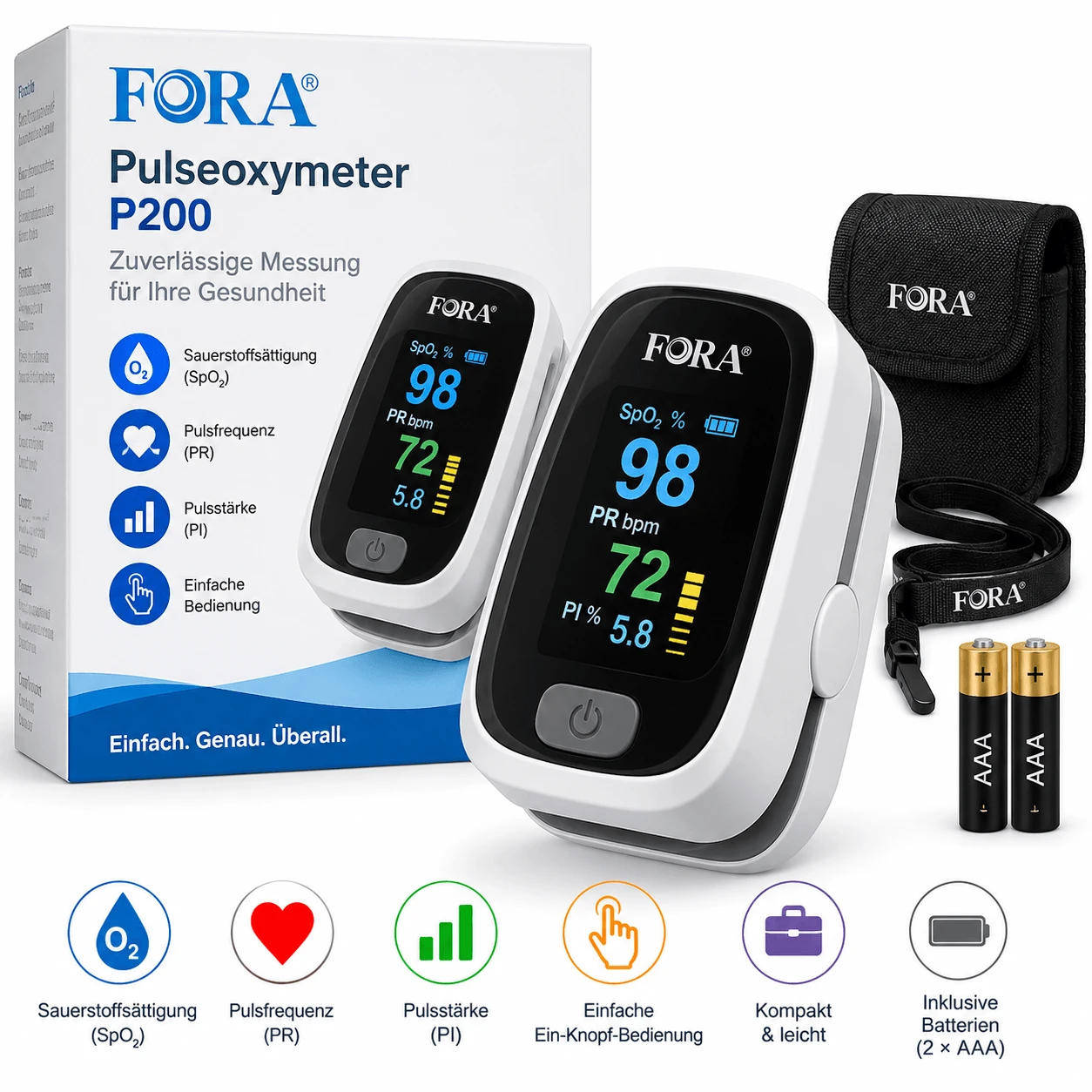 FORA P200 Pulse Oximeter with Bluetooth