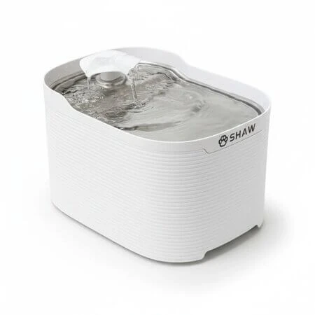 Automatic Water Fountain with Stainless Steel Tray, Quiet Pump, and Continuously Filtered Fresh Water, 2.5 L, Shaw