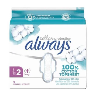 Absorbante din bumbac Ultra Cotton Protection, Marimea 2, 9 bucati, Always
