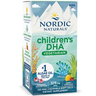 Omega 3 pentru copii Children's DHA Vegetarian, 375 mg, 120 capsule masticabile, Nordic Naturals