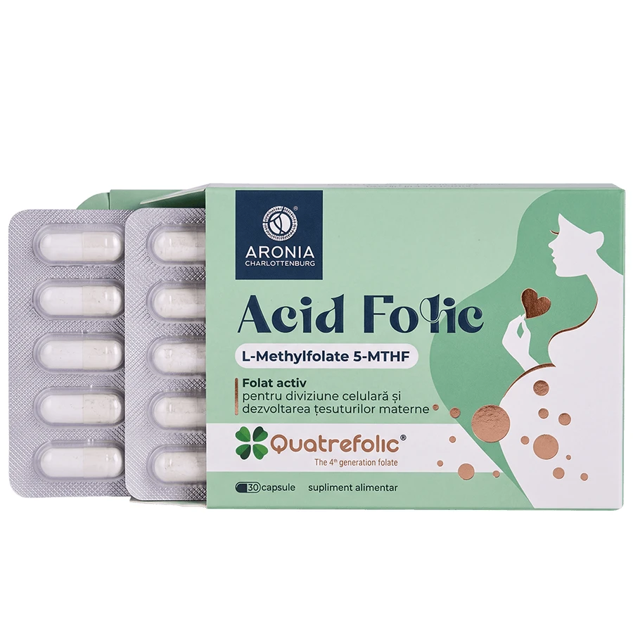 Folic Acid (Vitamin B9) – Quatrefolic® 5-MTHF – 30 capsules for pregnancy, growth, and early development