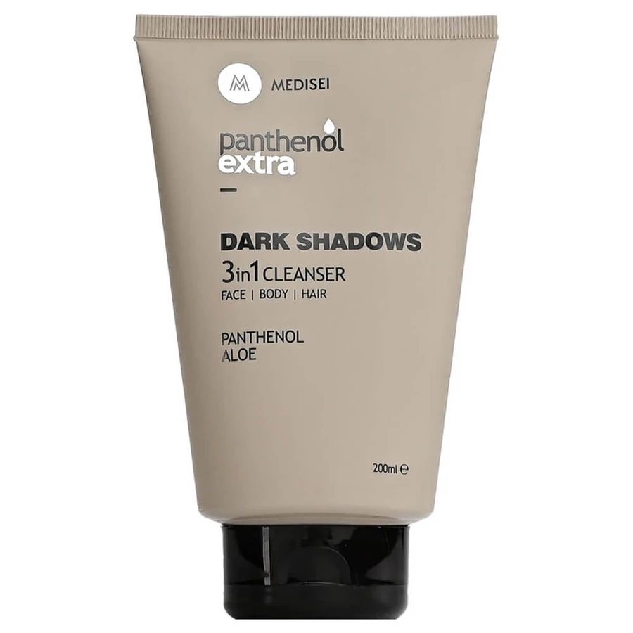 Panthenol Extra Dark Shadows 3-in-1 reinigingsmiddel voor gezicht, lichaam en haar 200 ml