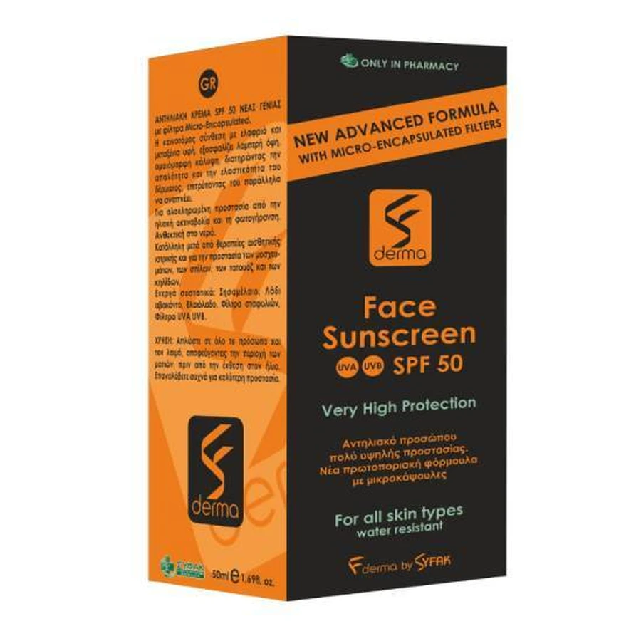 FDERMA Face Sunscreen Cream High Protection Face Sunscreen SPF 50 50 ml