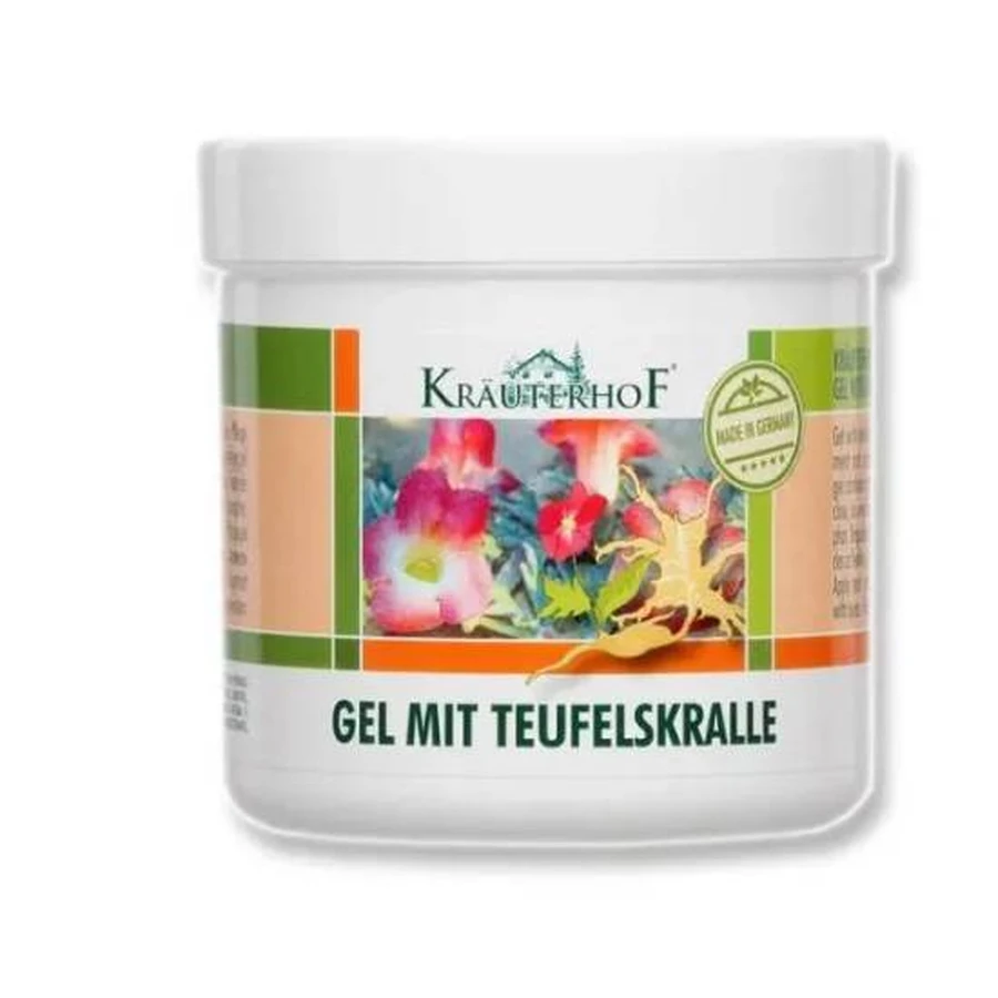 Gel KRAUTERHOF con garra del diablo y eucalipto, con acción analgésica y antiinflamatoria para el dolor muscular y articular, 250 ml