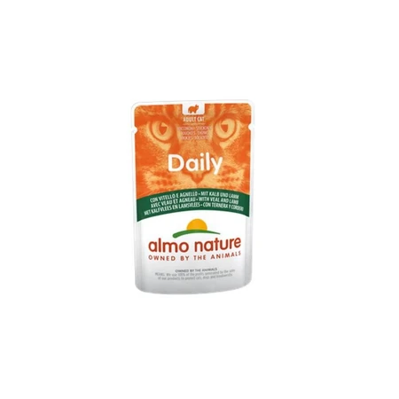 ALMO NATURE Daily Cat, Veal and Lamb, wet cat food pouches (in sauce), 70g