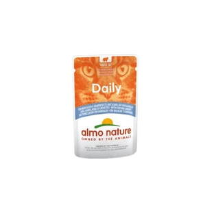 ALMO NATURE Daily Cat, kabeljauw en garnalen, natvoer voor katten in zakjes (in saus), 70 g