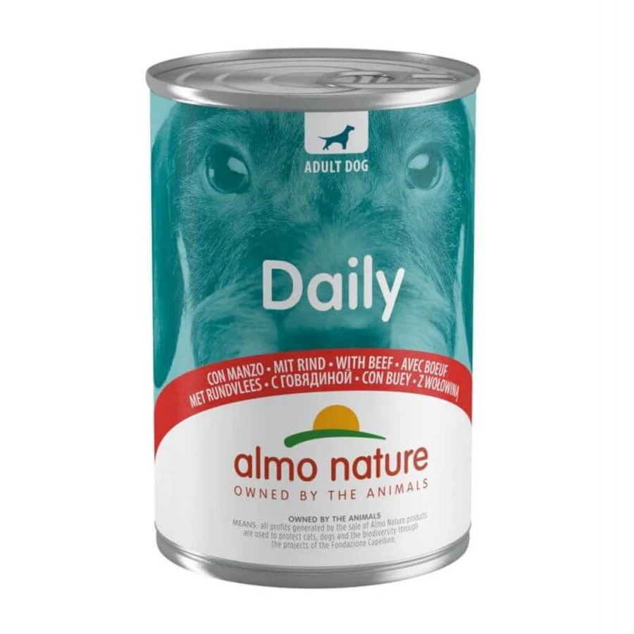 ALMO NATURE Daily Dog, XS-XL, rundvlees, graanvrij natvoer voor honden (pâté), 400 g