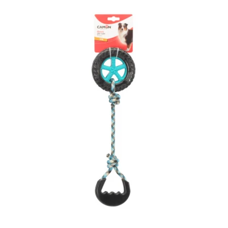 CAMON, giocattolo per cani in corda taglia M-XL, attività fisica, gomma, blu e nero, 44 cm, 1 pezzo