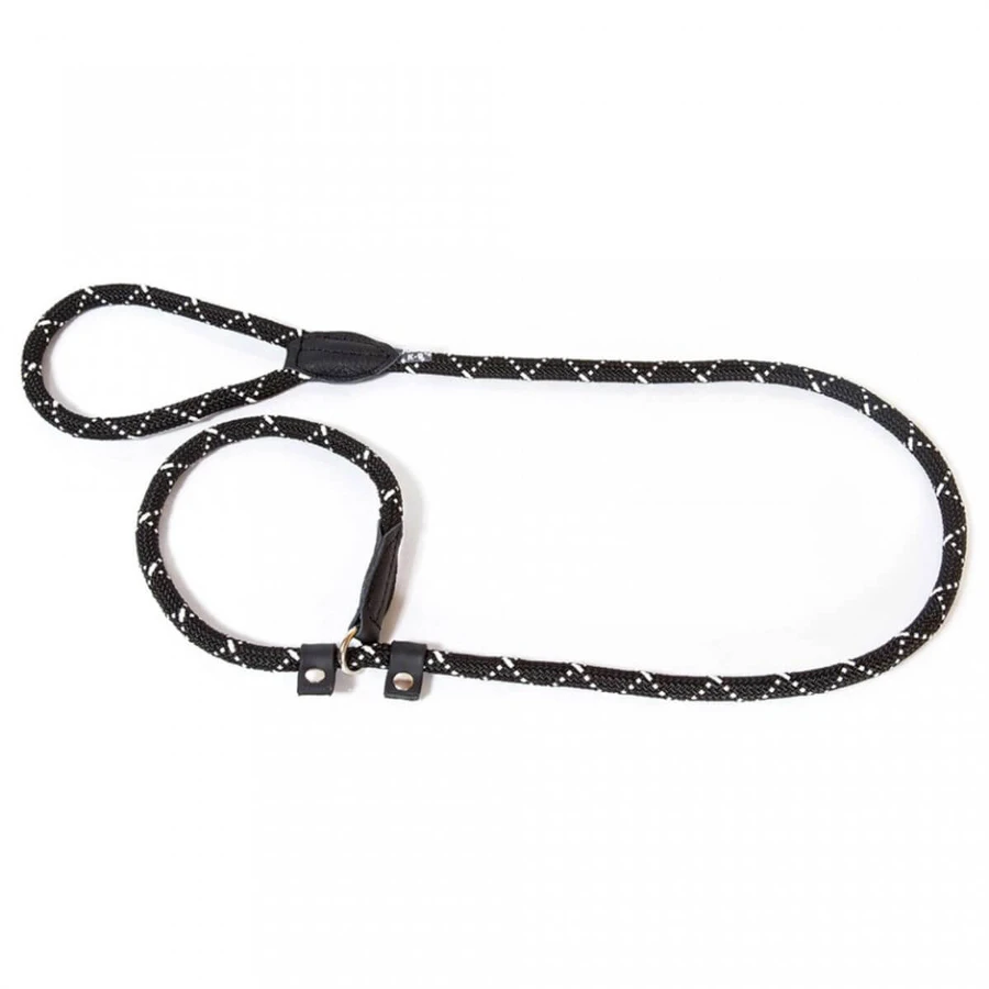 JULIUS-K9 IDC Seil, reflektierende Seilleine mit verstellbarem Hundehalsband, Nylon, Kordel, 12 mm x 2 m, schwarz