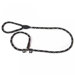 JULIUS-K9 IDC Seil, reflektierende Seilleine mit verstellbarem Hundehalsband, Nylon, Kordel, 12 mm x 2 m, schwarz