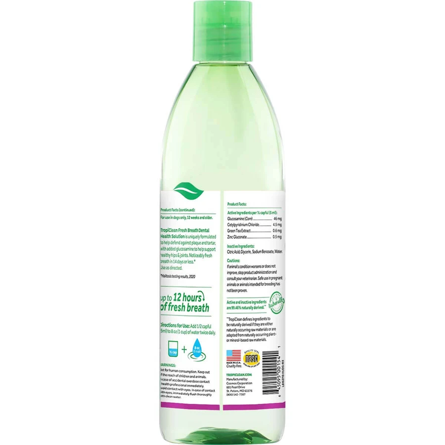 TropiClean Oral Care Plus Hip & Joint Water Additive, 473 ml