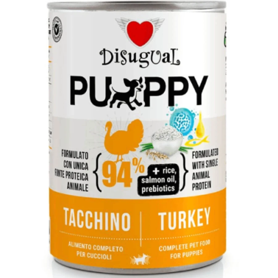 DISUGUAL Monoprotein Puppy, XS-XL, Turkey, single-protein wet food for junior dogs (pâté), 400g