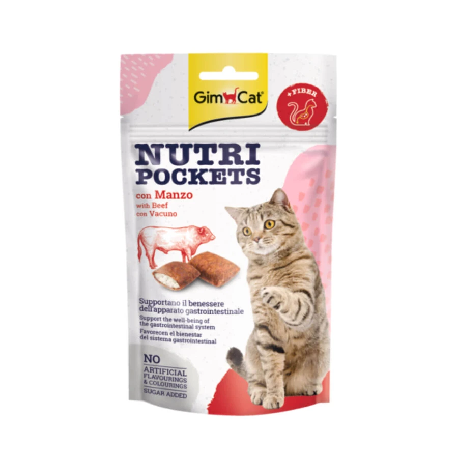 GIMCAT Nutri Pockets Vita&Malt, Rind, funktionelle Katzenleckereien, 60 g