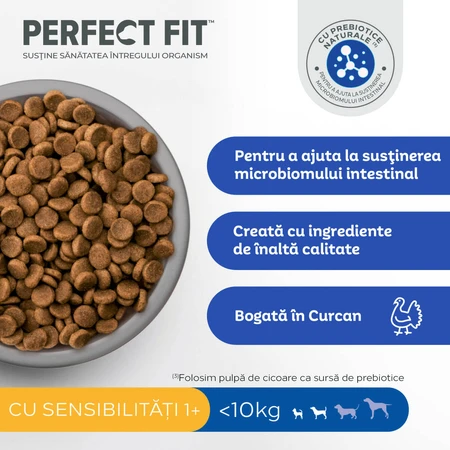 PERFECT FIT Sensitive 1+, XS-S, Turkije, droogvoer voor honden, spijsvertering, 1,4 kg