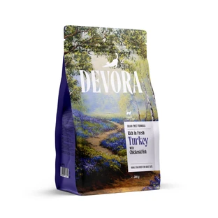 DEVORA Sterilised, Huhn und Truthahn, getreidefreies Trockenfutter für kastrierte Katzen, 400 g