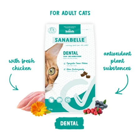 SANABELLE Dental, volaille, croquettes pour chat, pour dents sensibles, 400 g