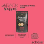 SCHESIR After Dark Velvet Mousse, Chicken and Beef, grain-free wet cat food pouches (mousse), 80g