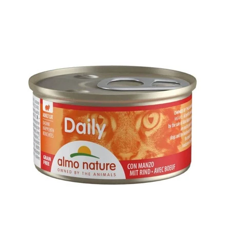 ALMO NATURE Daily Cat, Rind, getreidefreies Nassfutter für Katzen (im eigenen Saft), 85 g