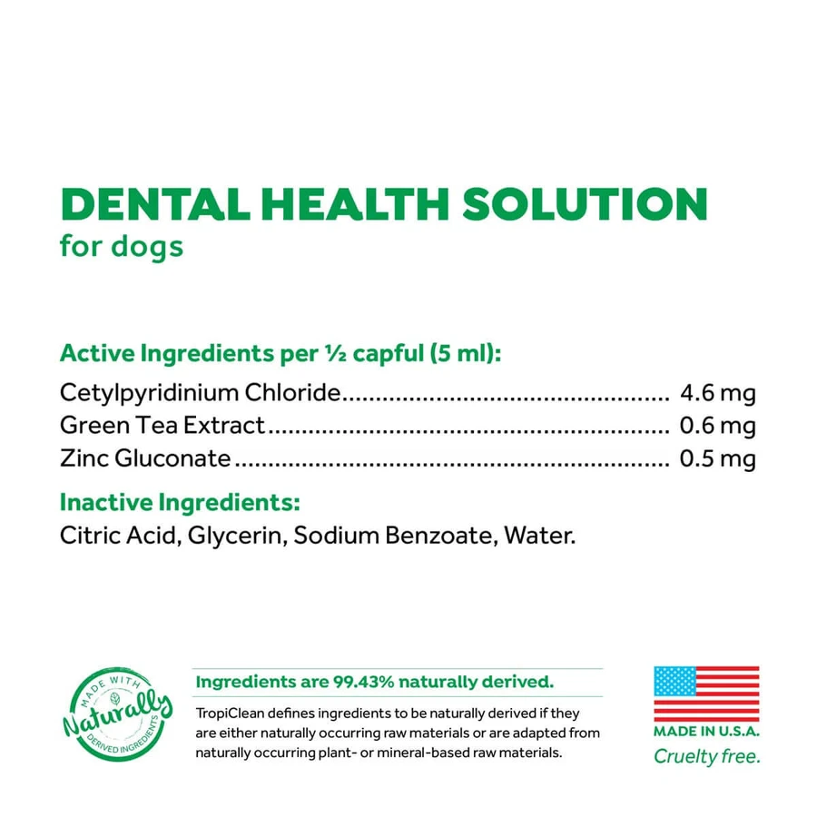 Additif pour l'eau TropiClean pour l'hygiène bucco-dentaire, 473 ml