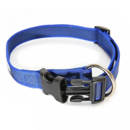 JULIUS-K9 Color & Gray, collier pour chien réglable avec poignée, en nylon, 20 mm x 27–42 cm, bleu et gris