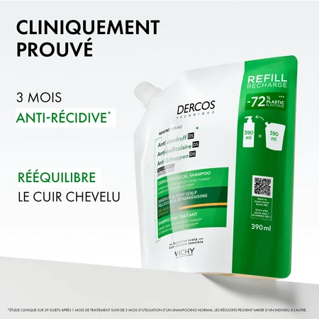 Vichy Dercos Anti-Roos Behandelingsshampoo DS voor droog haar Eco-Refill 3x390 ml