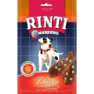 RINTI Chicko Plus, XS-XL, Pollo e Formaggio, bustine di snack per cani senza cereali, disidratati, 80 g