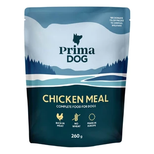 PRIMA DOG Mahlzeit, XS–XL, Huhn, Nassfutter für Hunde in Beuteln (in Aspik), Karton, 260 g x 12