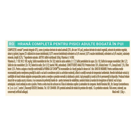 PURINA Cat Chow Hairball Control, pollo, pienso seco para gatos, ayuda a reducir las bolas de pelo, 1,5 kg