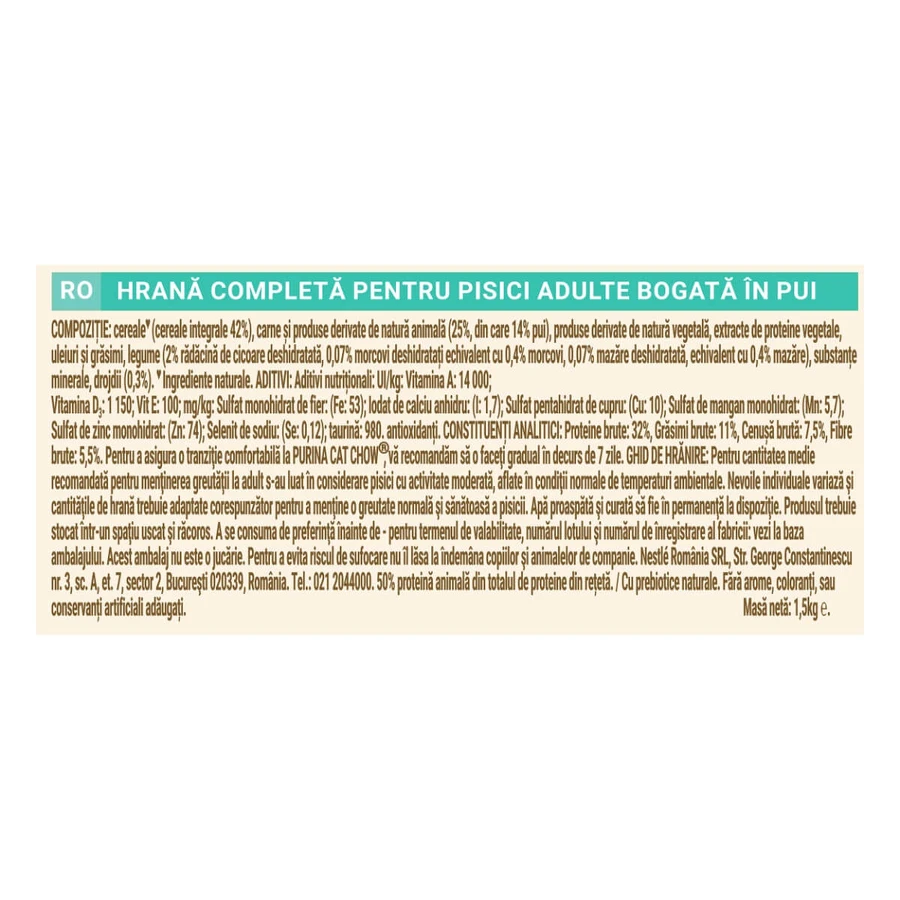PURINA Cat Chow Hairball Control, pollo, pienso seco para gatos, ayuda a reducir las bolas de pelo, 1,5 kg