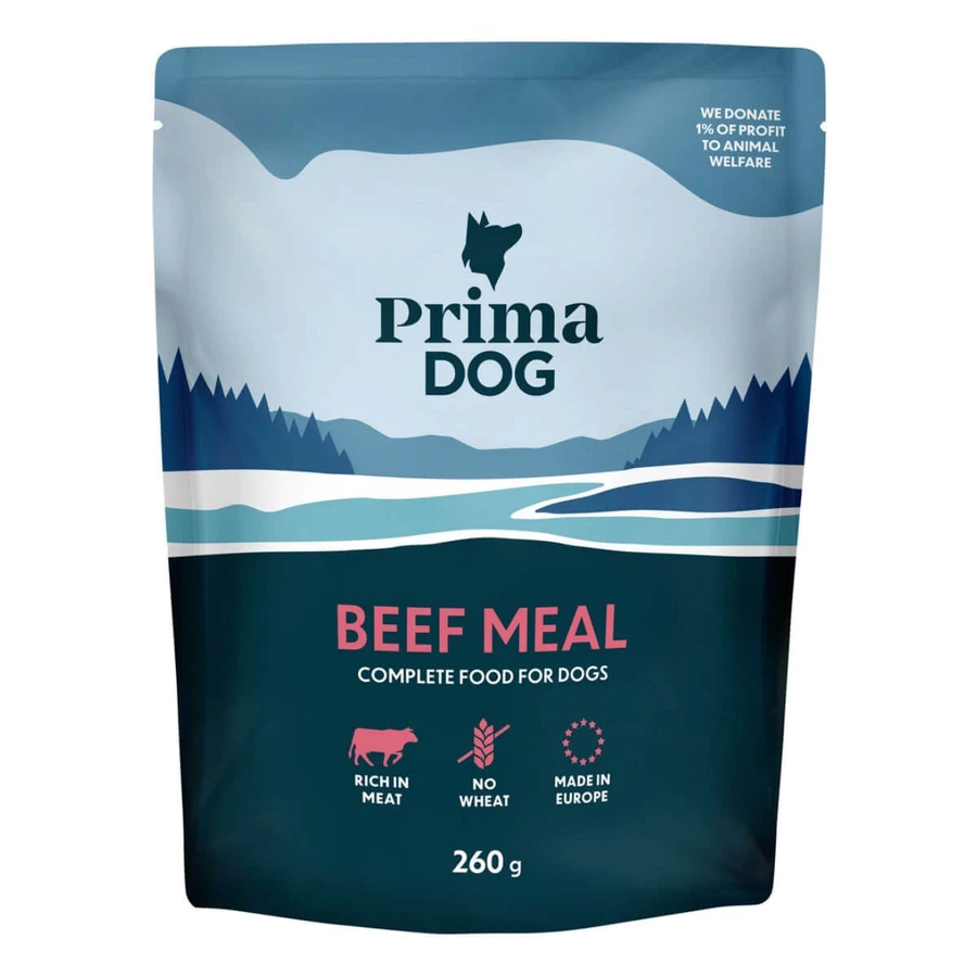 PRIMA DOG Meal, XS-XL, Vită, plic hrană umedă câini, (în aspic), bax, 260g x 12buc