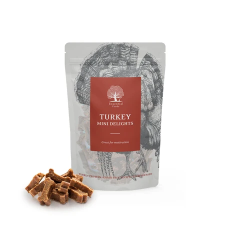 ESSENTIAL Mini Delights, XS-S, Turkey, Grain-Free Dog Treat Pouch, 100g