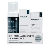 Komplettes Set für die Feuchtigkeitspflege, Aquafil Hydra Foam, 160 ml, Aquafil Hydra Serum, 30 ml, Aquafil Hydra Light Cream mit LSF 30, 50 ml, Ivatherm