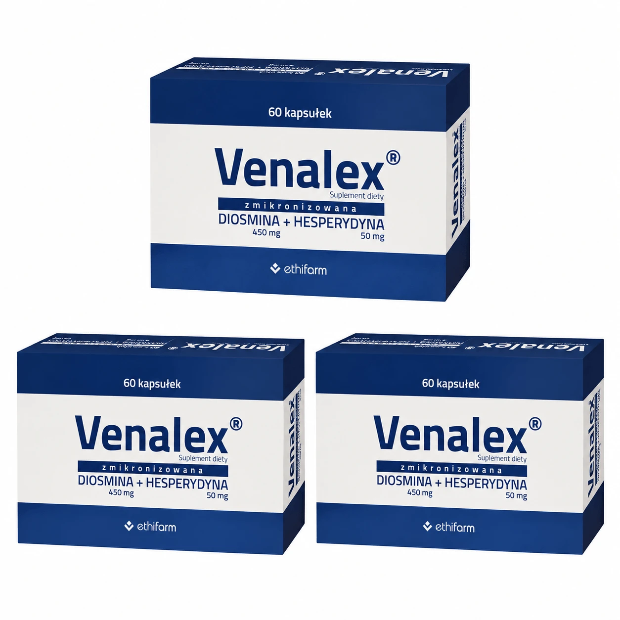 Venalex, micronized diosmin + hesperidin, 3x60 capsules, Ethifarm