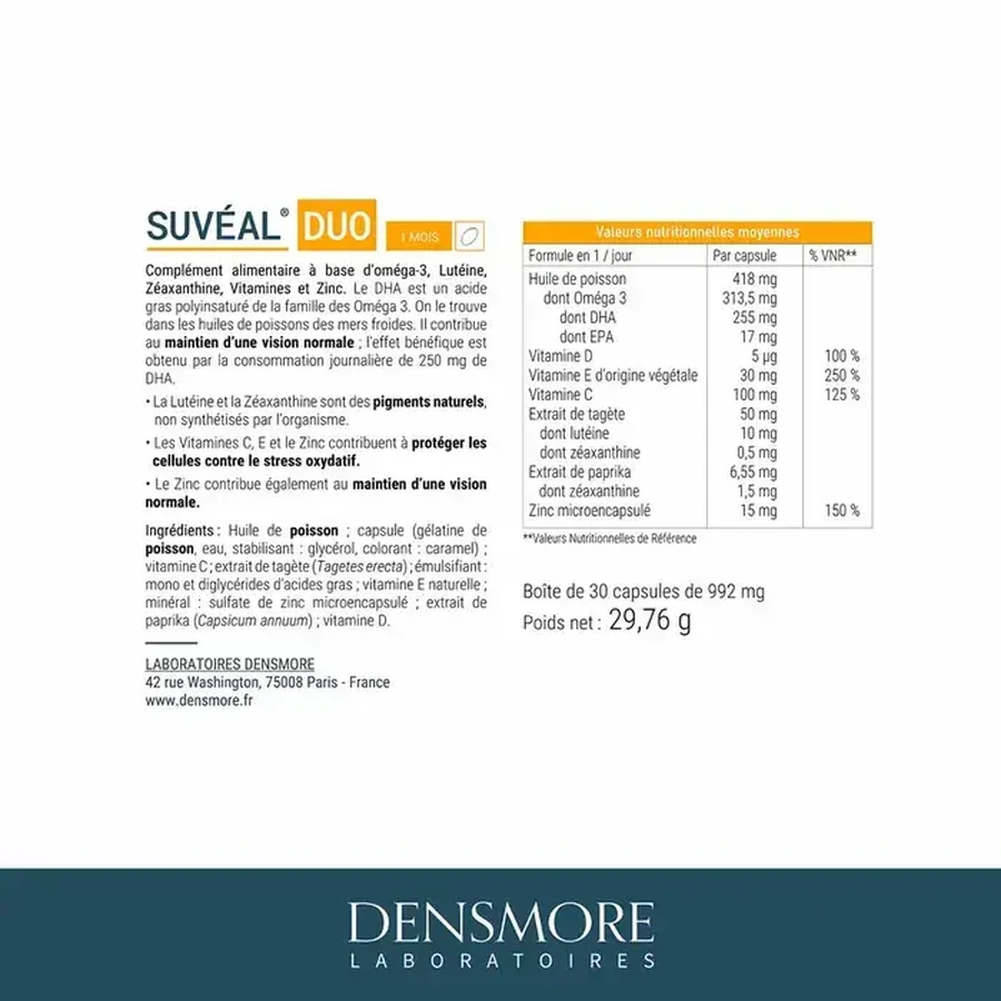 Suveal Duo, 30 gélules molles, Densmore Laboratoires
