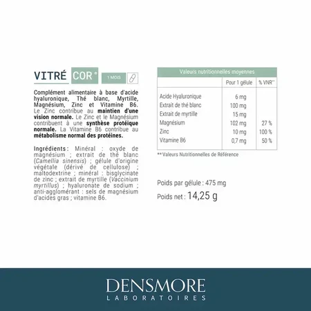 Vitrecor, 30 cápsulas vegetarianas, Densmore Laboratoires