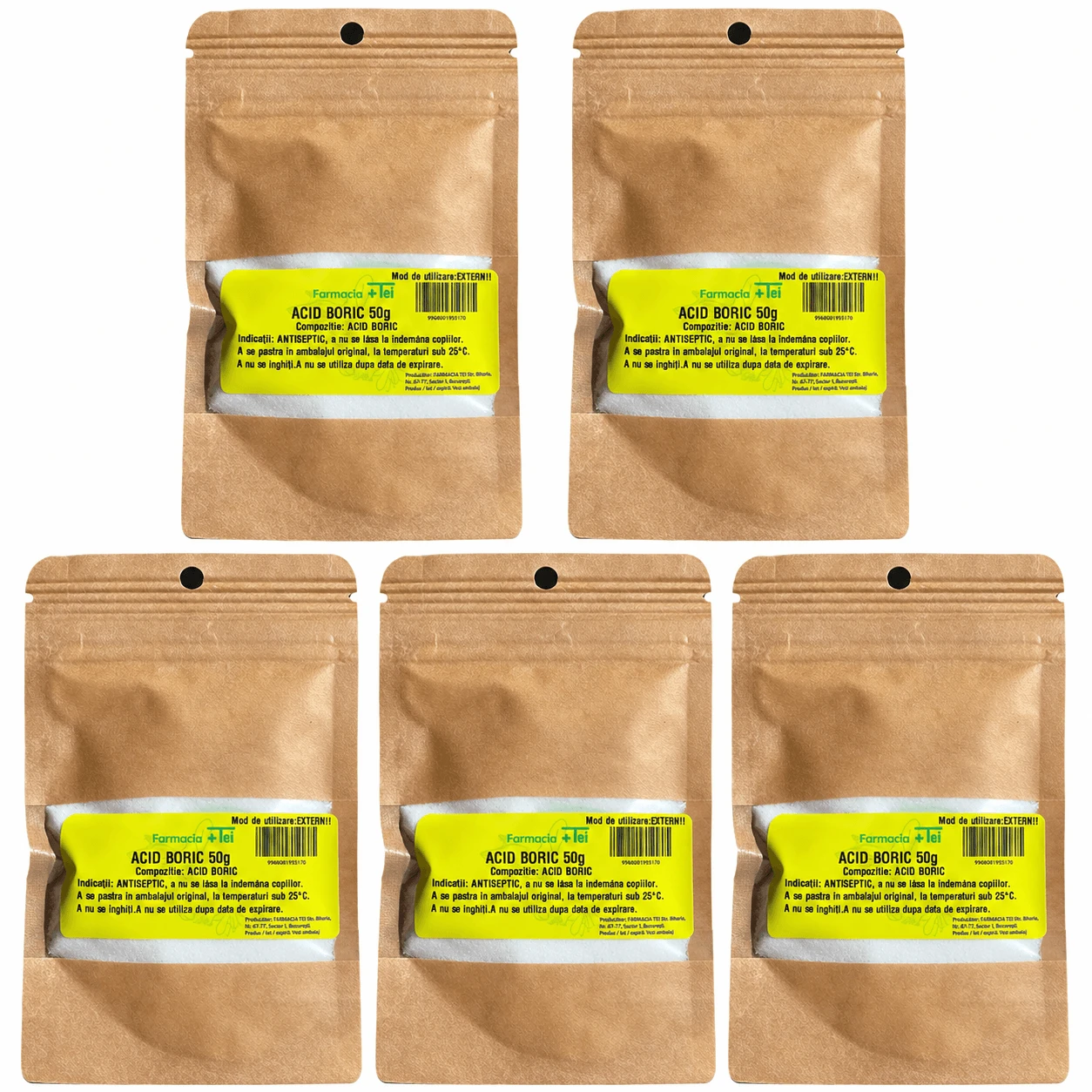 Boric acid, 5x50 g, Laborator Farmacia Tei