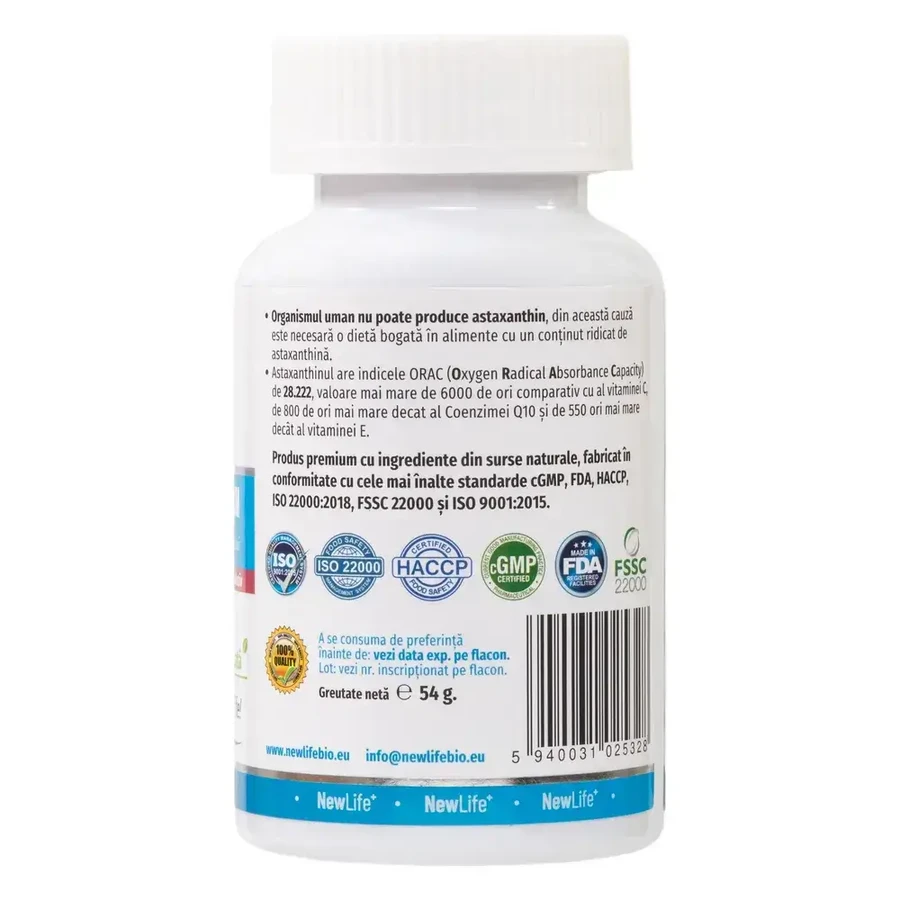 Astaxanthin, 8 mg, 2x60 softgels, NewLife+
