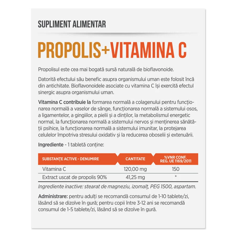 Propolis + Vitamina C, 2x30 tablete, Parapharm