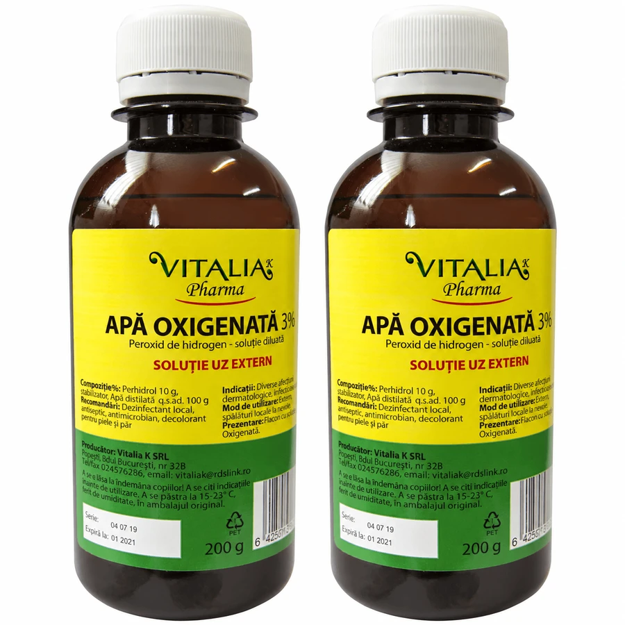 Waterstofperoxide 3%, 2x200 ml, Vitalia