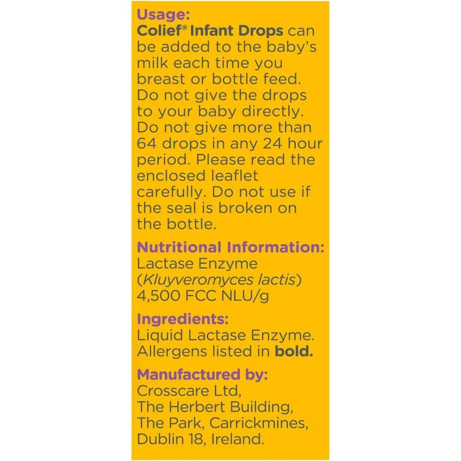Colief Druppels met lactase-enzym voor zuigelingen, 2x15 ml