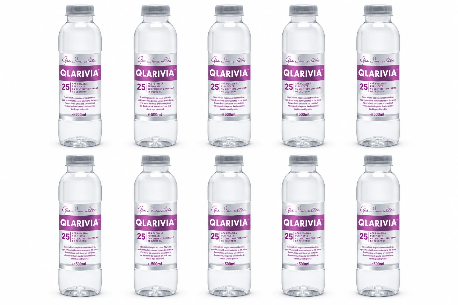 Qlarivia Low Deuterium Water 25 ppm, 10x500 ml, Mecro System