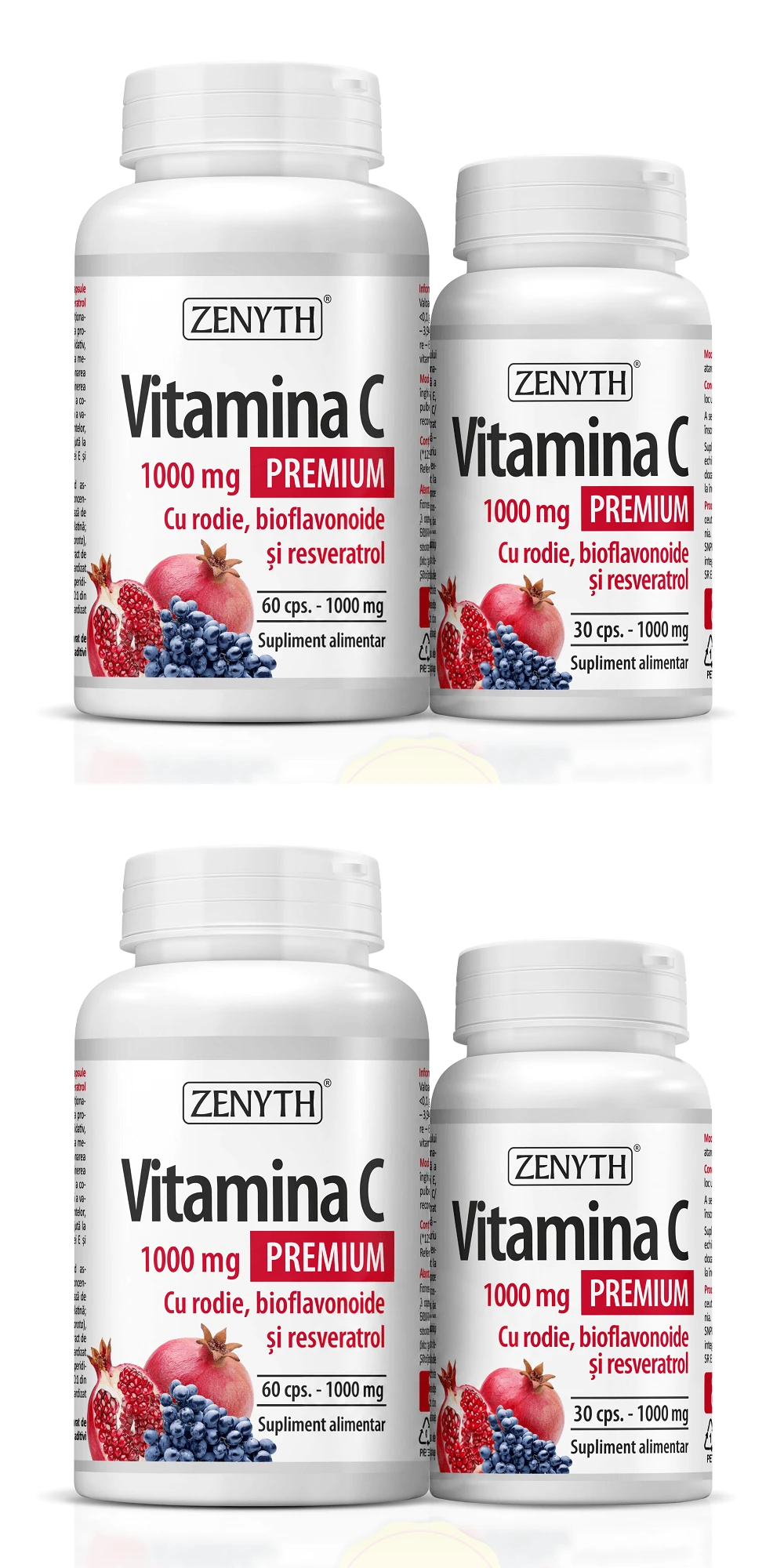 Premium Vitamin C 1000 mg, 2x90 capsules, Zenyth