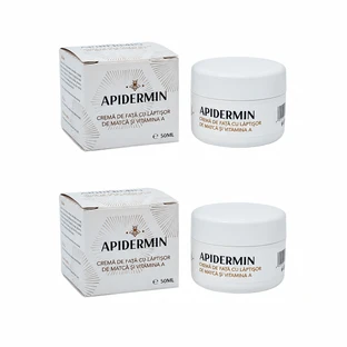 Apidermin Crema de față cu lăptișor de matcă și Vitamina A, 2x50 ml, Complex Apicol Veceslav