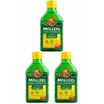 Ulei de pește Gold cu Omega-3, aromă de lămâie, 3x250 ml, Möller’s