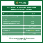 Ulei de pește Gold cu Omega-3, aromă de lămâie, 3x250 ml, Möller’s