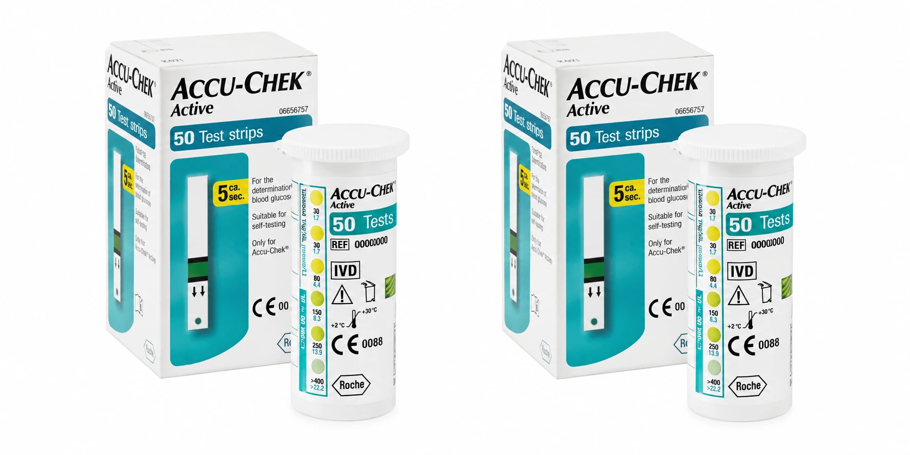 Accu-Chek Active blood glucose test strips, 2x50 pieces, Roche