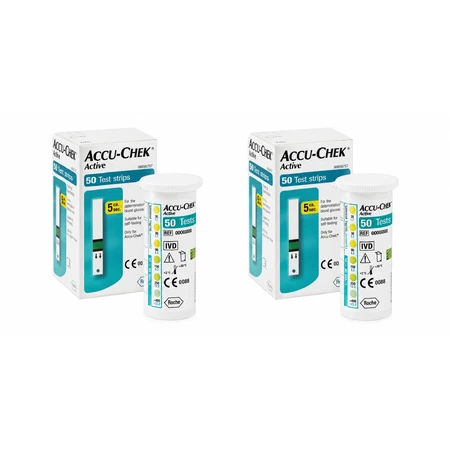 Benzi de testare Accu-Chek Active pentru glicemie, 2x50 bucăți, Roche
