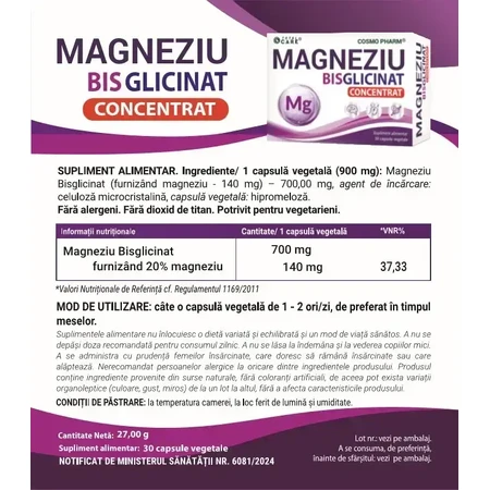 Magnesium Bisglycinate, 2x30 capsule, Cosmopharm